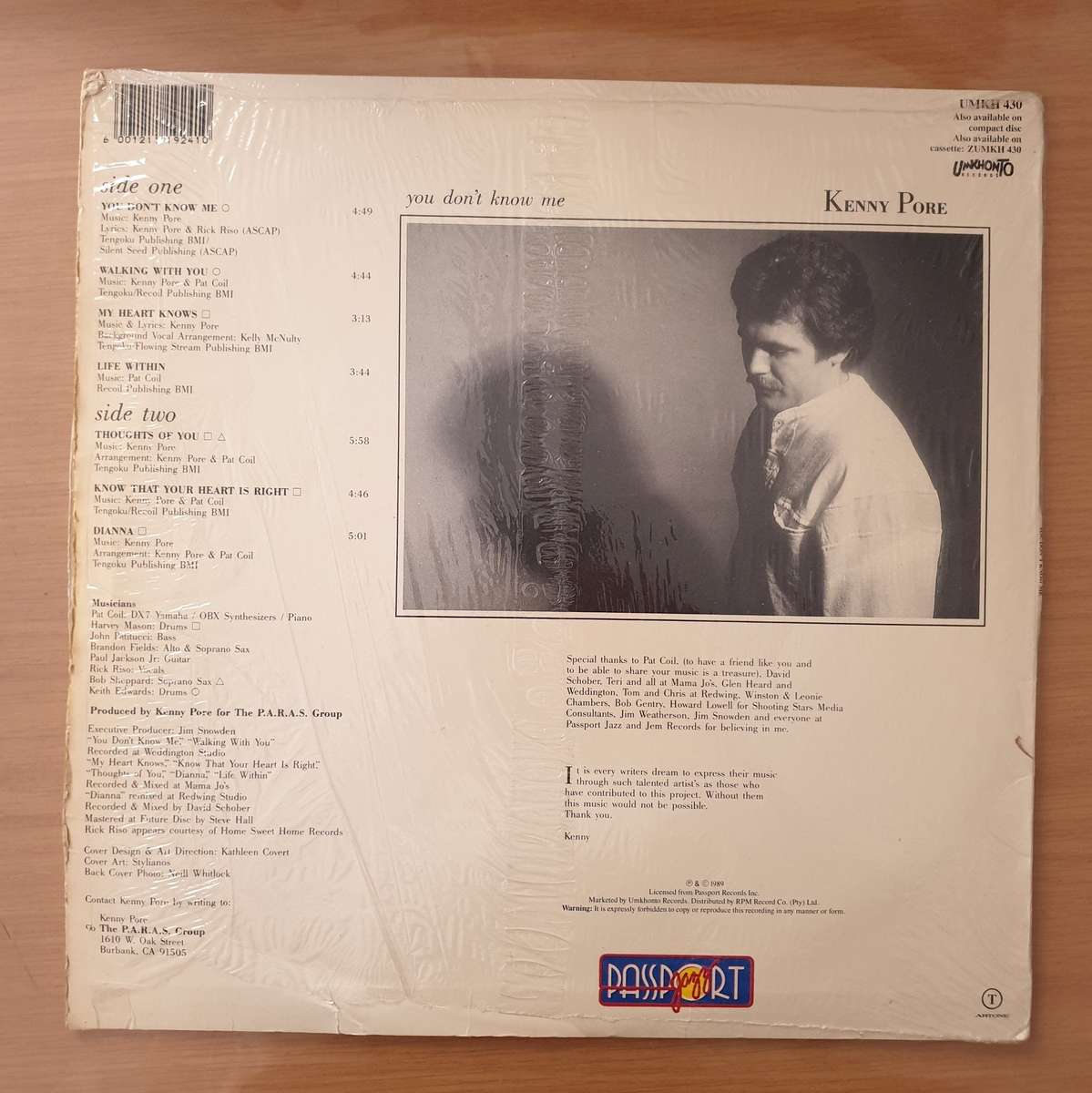 Kenny Pore  You Don't Know Me - Vinyl LP Record - Very-Good+ Quality (VG+) (verygoodplus)