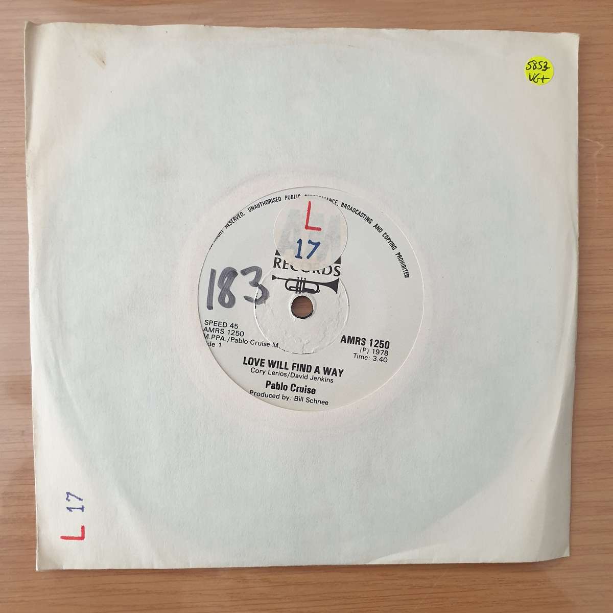 Pablo Cruise  Love Will Find A Way - Vinyl 7" Record - Very-Good+ Quality (VG+)