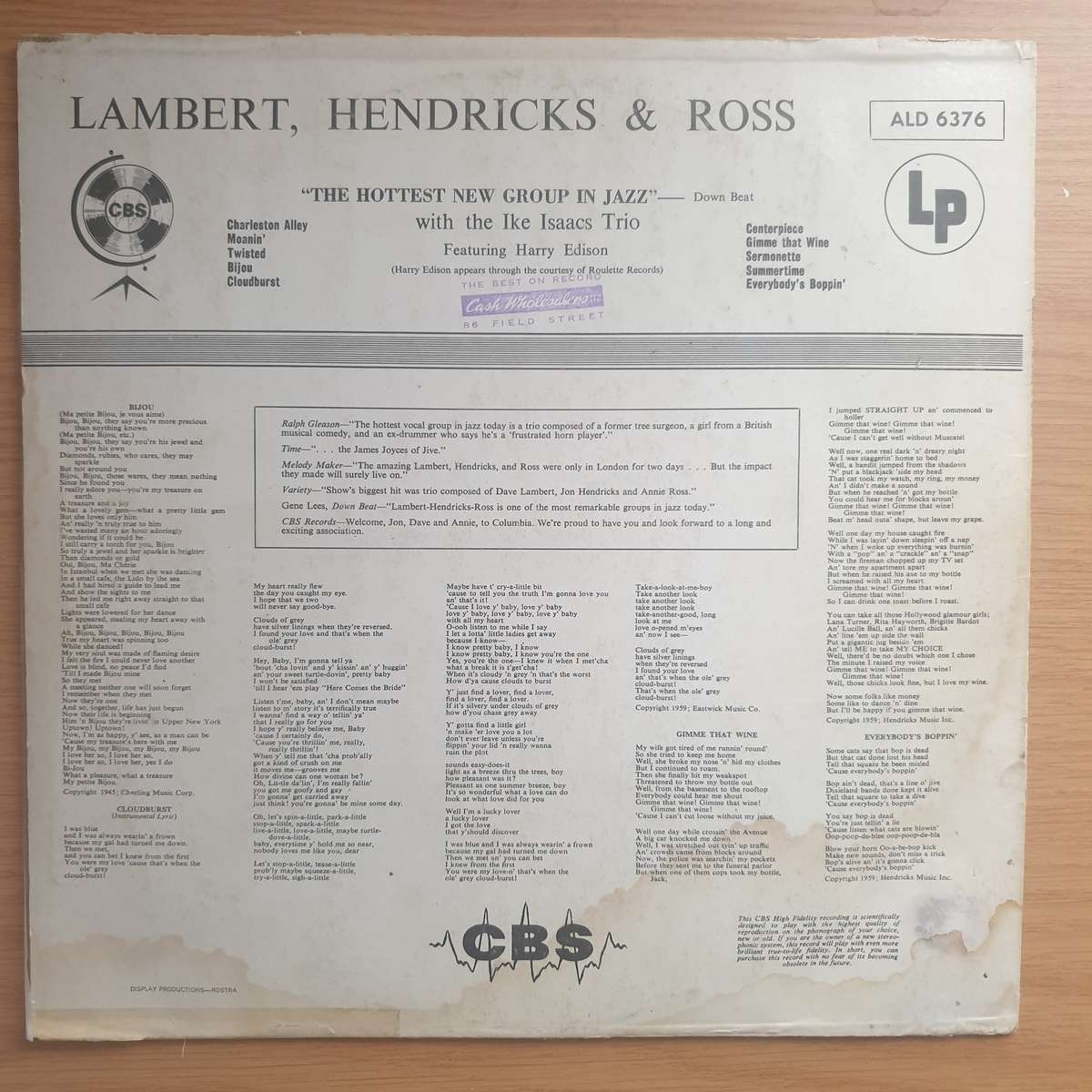 Lambert, Hendricks, & Ross!  The Hottest New Group In Jazz - Vinyl LP Record - Very-Good+ Qual...
