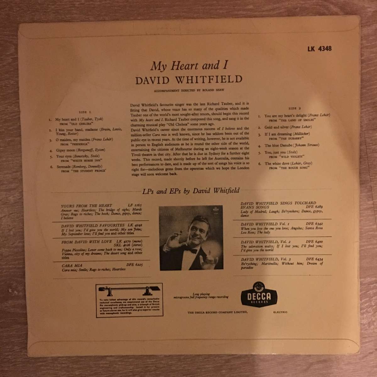 David Whitfield  My Heart And I - Vinyl LP Record - Very-Good Quality (VG)