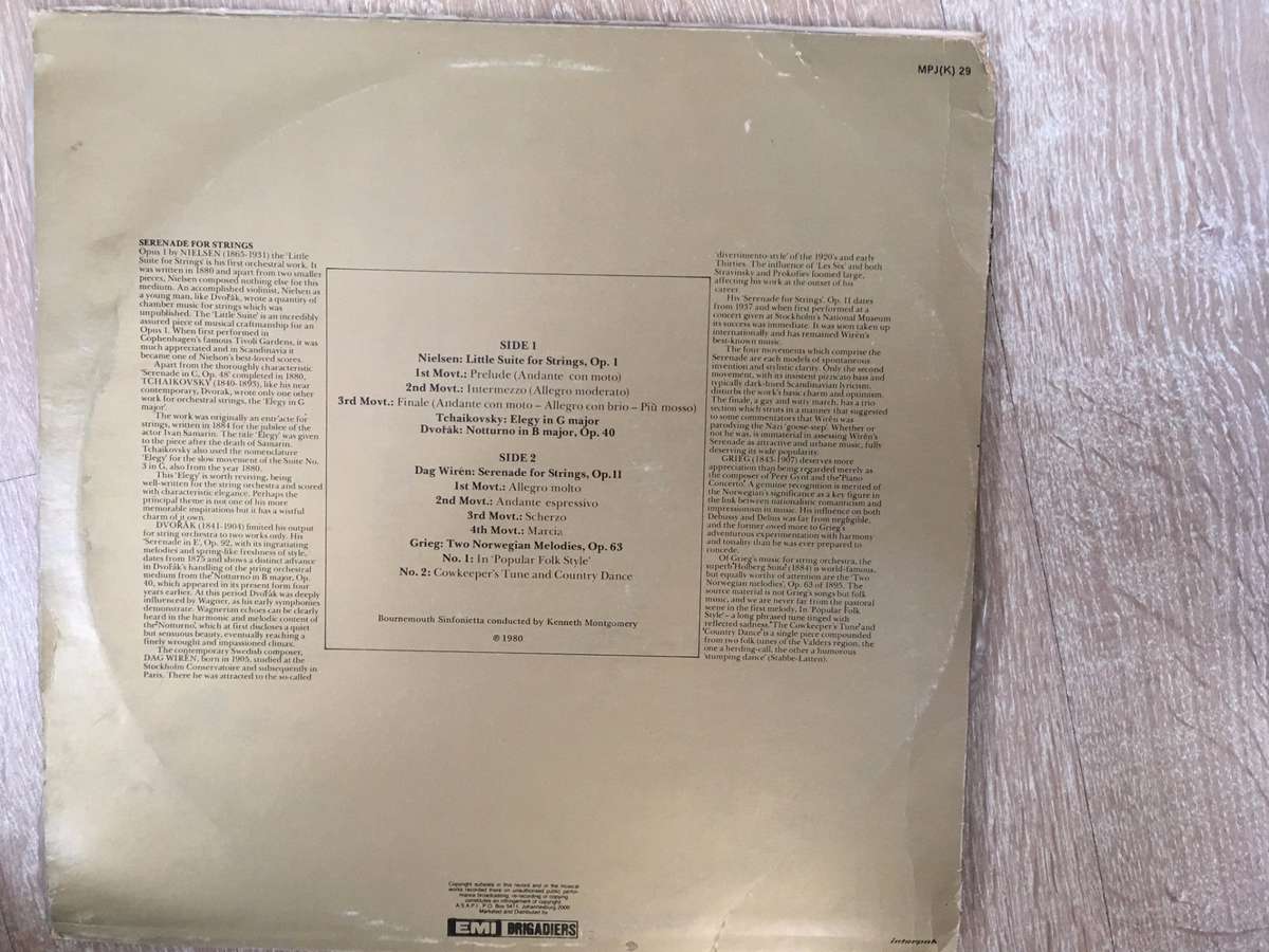 Serenade for Strings - Masterpiece  - Vinyl LP Record - Very-Good+ Quality (VG+)
