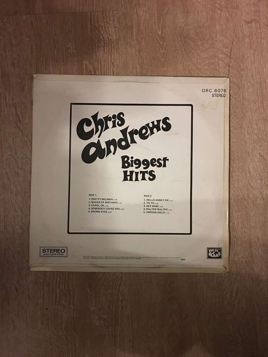 Chris Andrews - Bigger Hits -  Vinyl LP Record  - Opened  - Very-Good+ Quality (VG+)