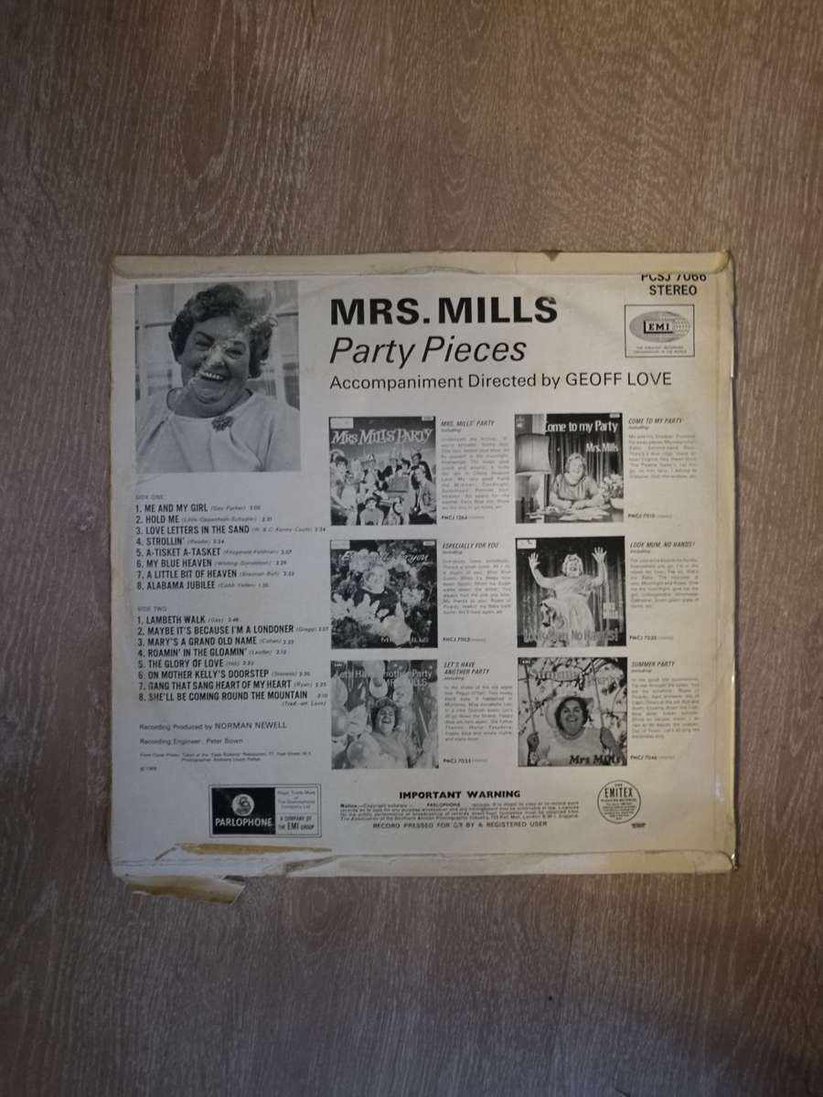 Mrs Mills - Party Pieces - Vinyl LP Record - Opened  - Very-Good+ Quality (VG+)