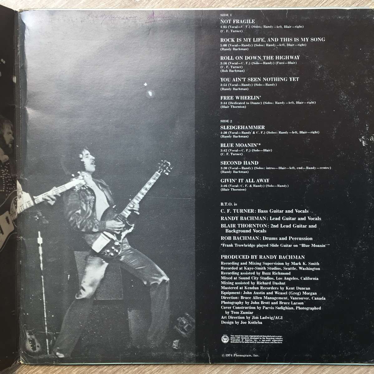 Bachman - Turner Overdrive - Not Fragile  - Vinyl LP Record - Opened  - Very-Good- Quality (VG-)