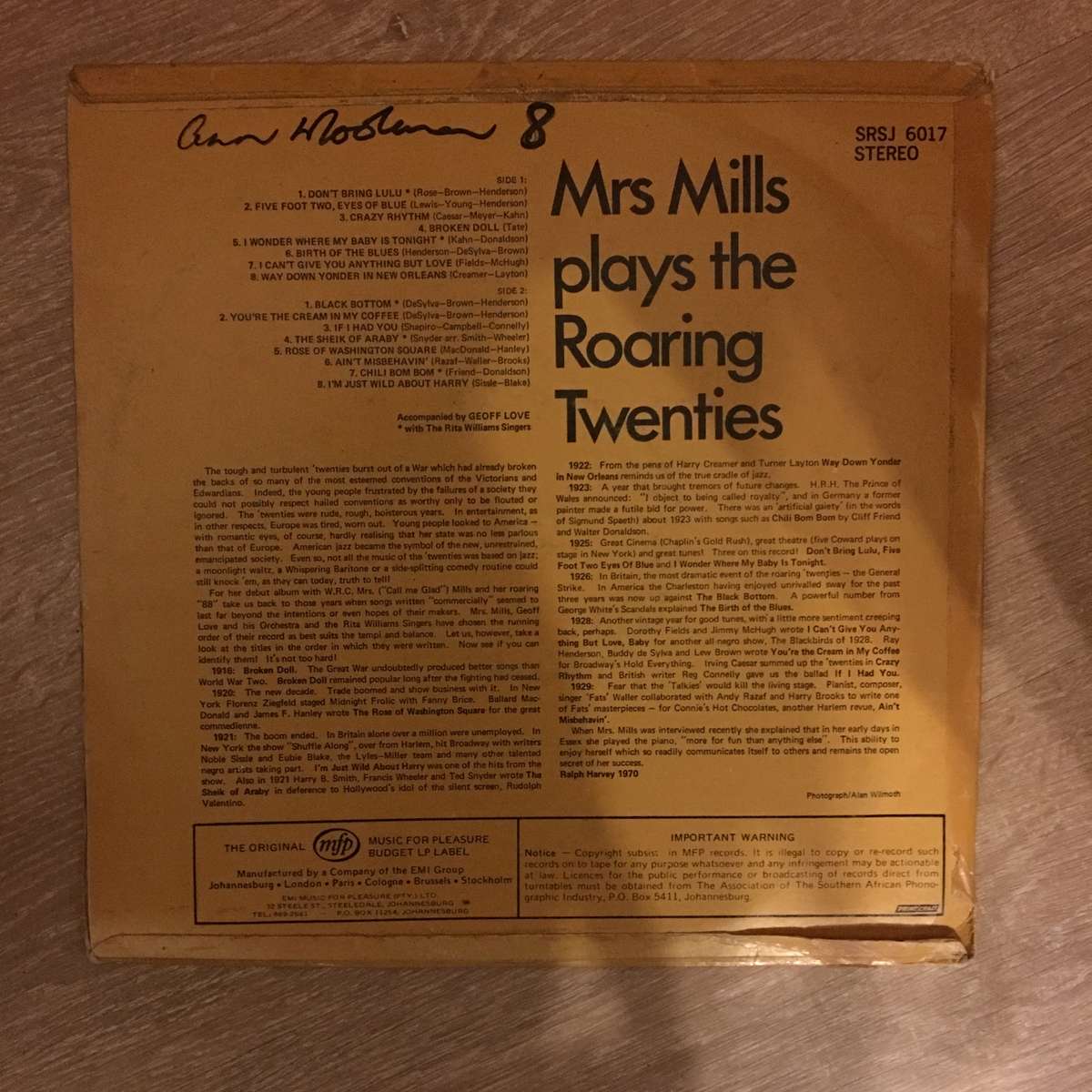 Mrs Mills Plays The Roaring Twenties - Vinyl LP Record - Opened  - Good+ Quality (G+)