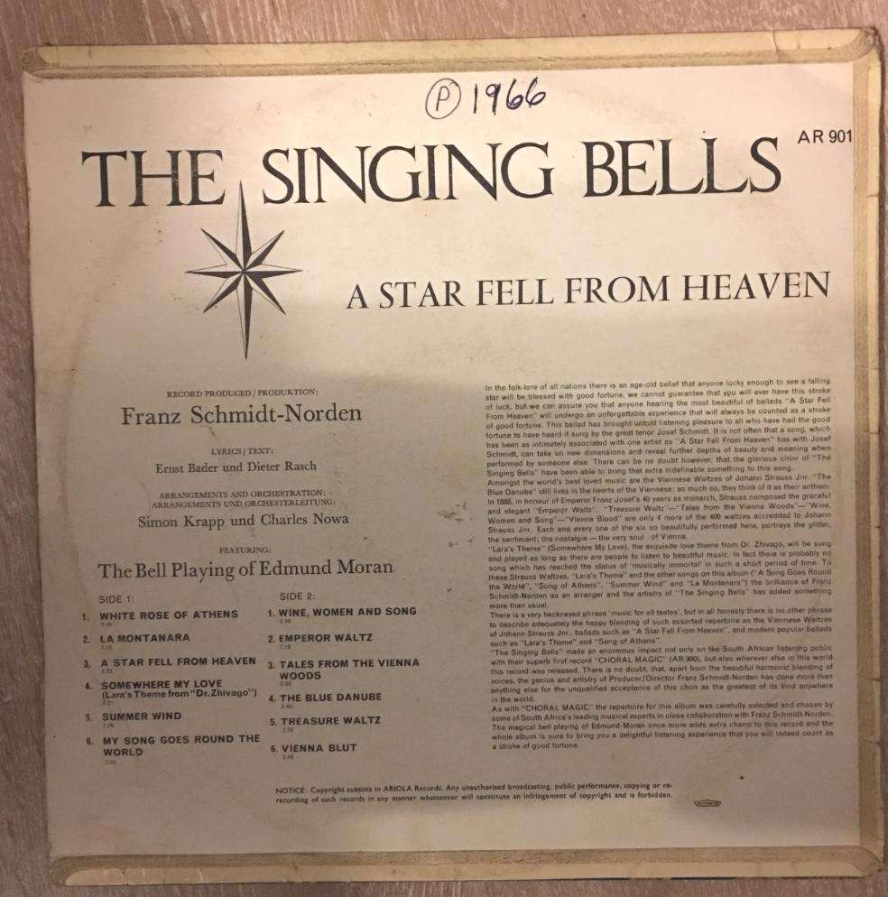 The Singing Bells - A Star Fell From Heaven - Vinyl LP Record - Opened  - Good+ Quality (G+)