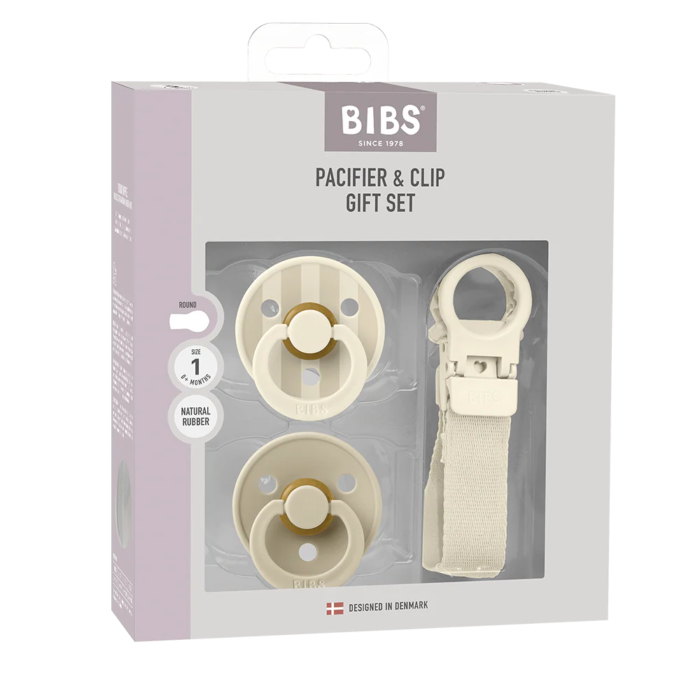 BIBS Colour Pacifier and Loop Clip Gift Set - Size 1