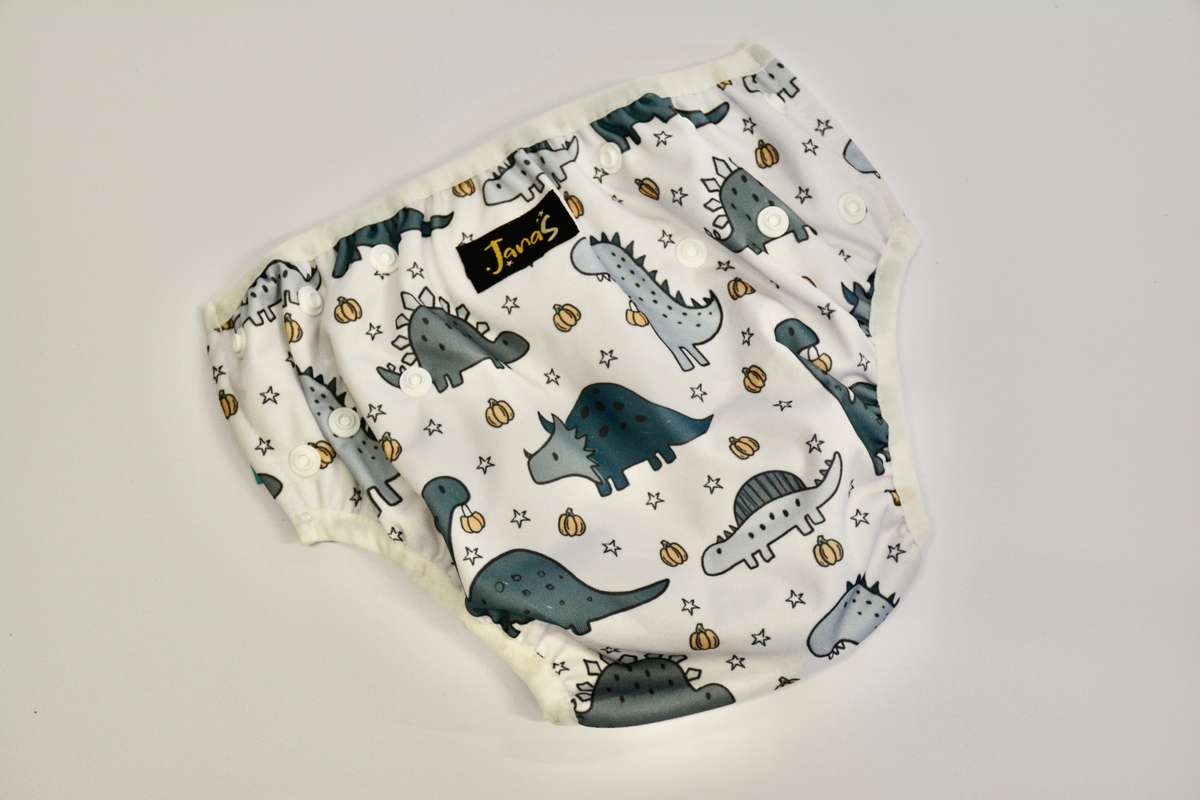 Swim Diaper, Blue drawing dino