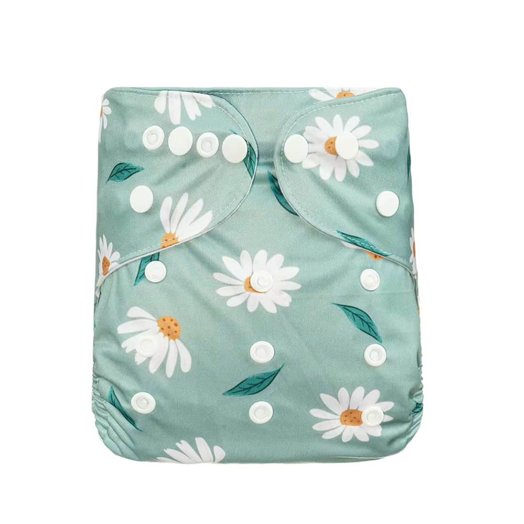 Happy flute pocket - green with flowers