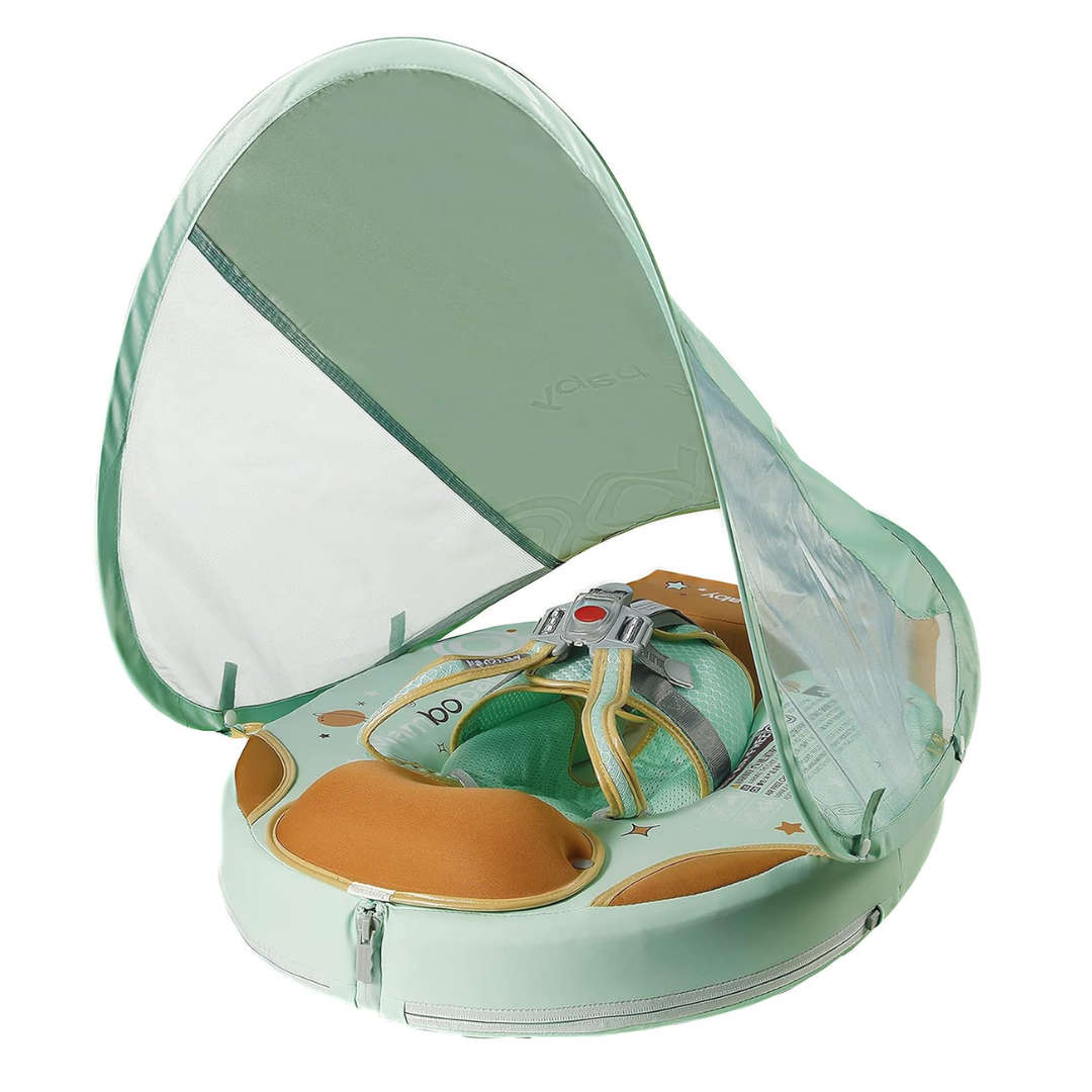 Mambobaby chest and back float - Air free - With canopy - Foldable green