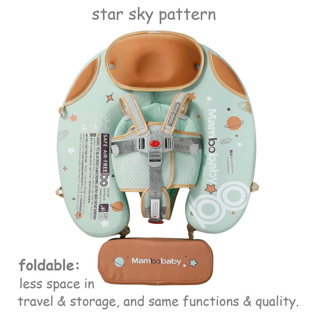 Mambobaby chest and back float - Air free - With canopy - Foldable green