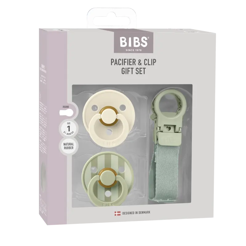 BIBS Colour Pacifier and Loop Clip Gift Set - Size 1