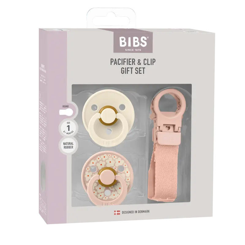 BIBS Colour Pacifier and Loop Clip Gift Set - Size 1