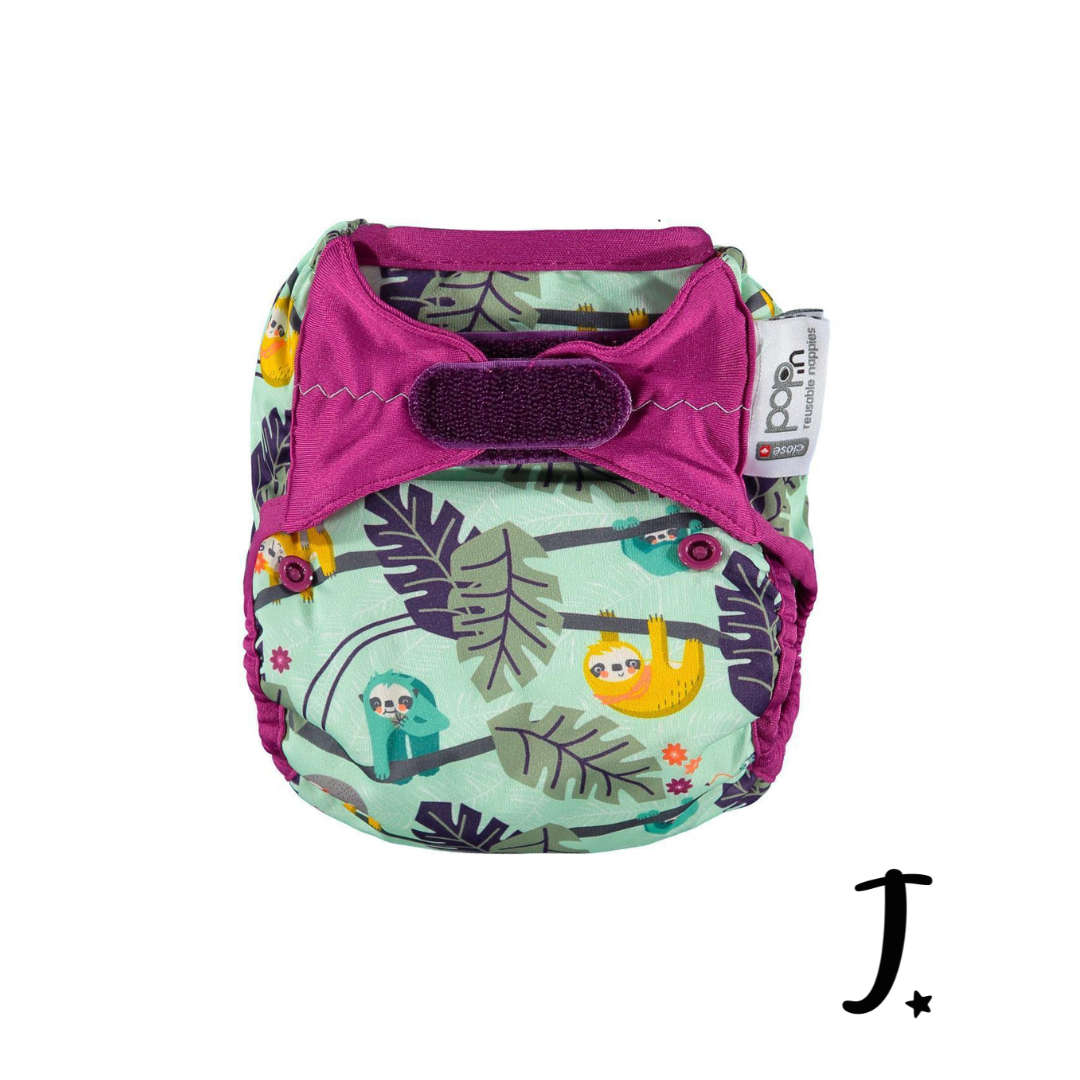 PopIn Single Printed Nappy Bamboo - Sloth