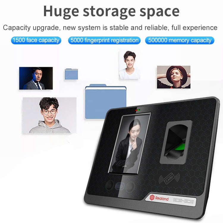 Realand G505 4.3 inch Color TFT Touch Screen Face Fingerprint WiFi Remote Time Attendance Machine...