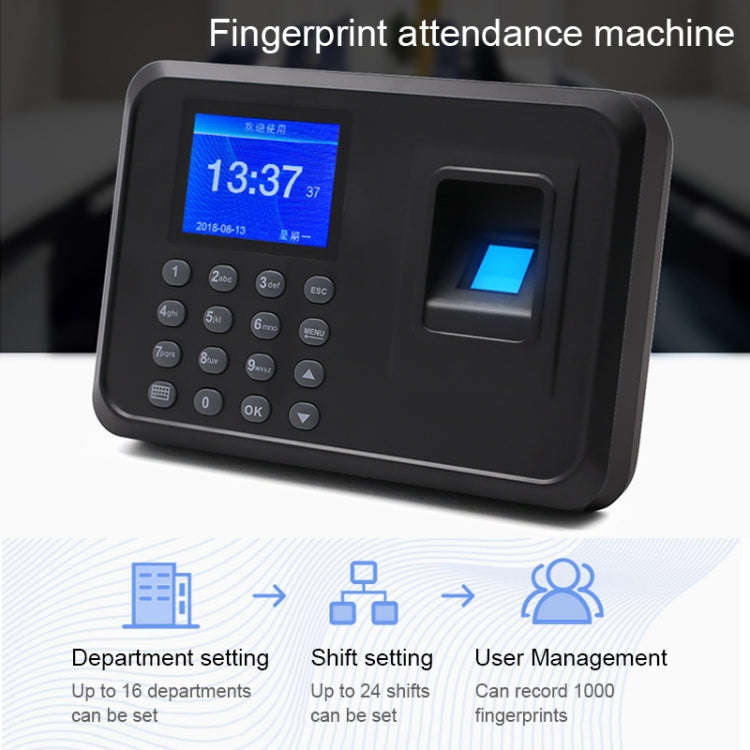F01 Fingerprint Time Attendance Machine with 2.4 inch TFT Screen, US Plug, ACS2685EU, ACS2685UK, ...