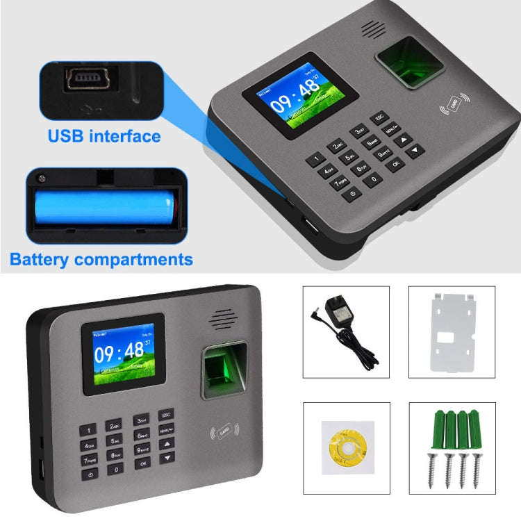 Realand AL321D Fingerprint Time Attendance with 2.4 inch Color Screen & ID Card Function & Batter...