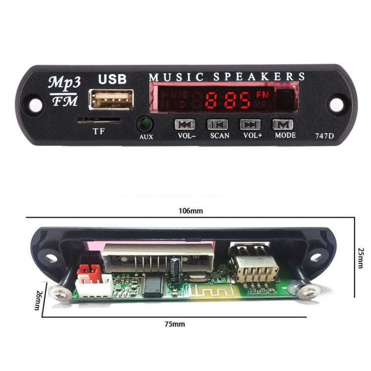 Car 12V Audio MP3 Player Decoder Board FM Radio TF USB 3.5 mm AUX, without Bluetooth and Recordin...