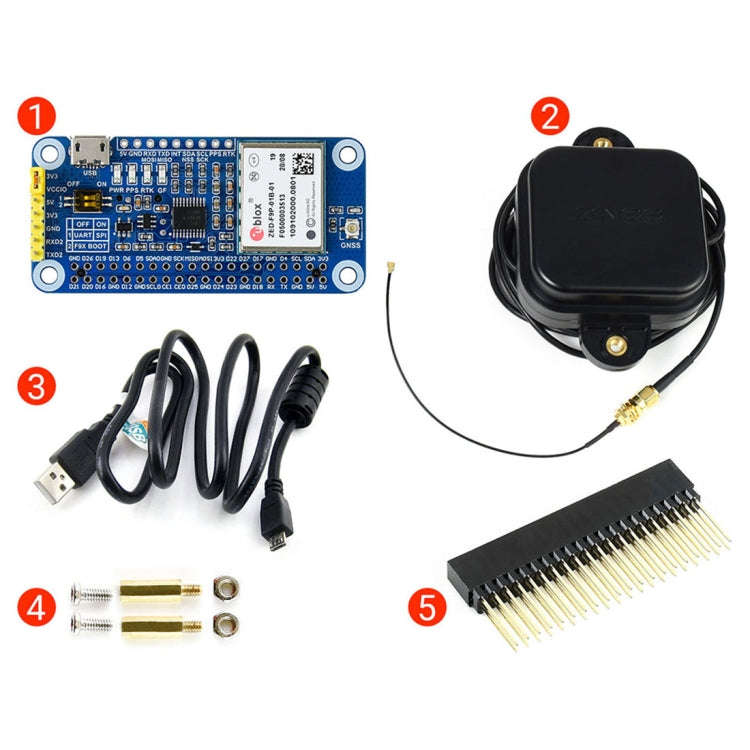 Waveshare ZED-F9P GPS-RTK HAT Centimeter Level Accuracy Multi-Band RTK Differential GPS Module fo...