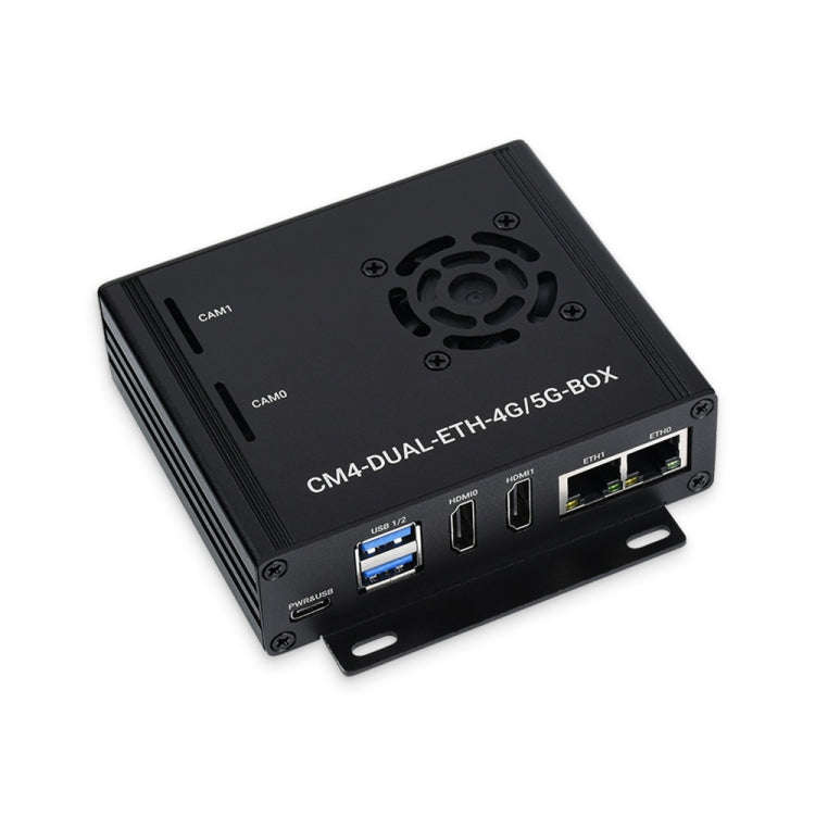 Waveshare Dual Gigabit Ethernet 5G/4G Computer Box with Cooling Fan for Raspberry Pi CM4
