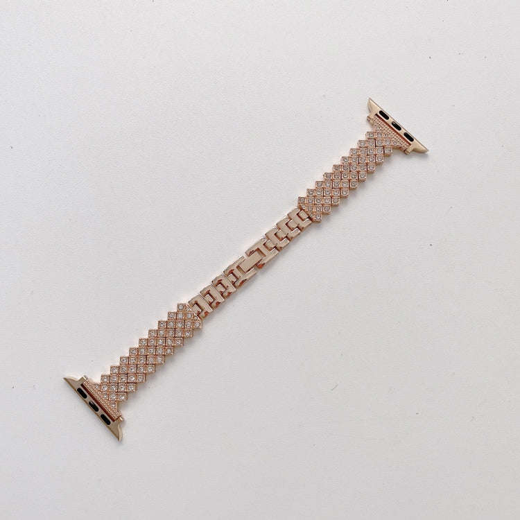 Rhombus Full Diamond Metal Replacement Wrist Strap Watchband + Case For Apple Watch Series, For A...
