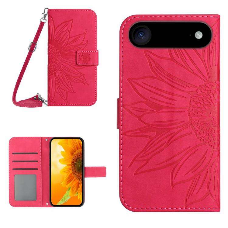 Skin Feel Sun Flower Embossed Flip Leather Phone Case with Lanyard, For iPhone Air, For iPhone 16...