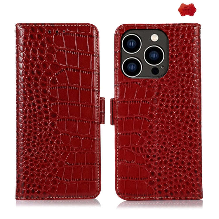 Crocodile Top Layer Cowhide Leather Phone Case, For iPhone 18 Pro / 17 Pro, For iPhone 18 Pro Max...