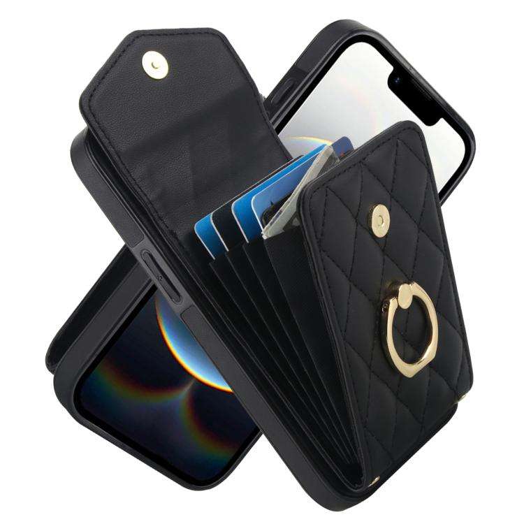 Rhombic Texture Card Bag Phone Case with Long Lanyard, For iPhone 18 Pro / 17 Pro, For iPhone 18 ...