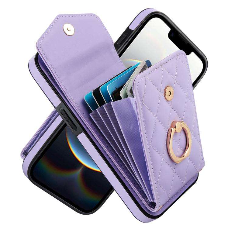 Rhombic Texture Card Bag Phone Case with Long Lanyard, For iPhone 18 Pro / 17 Pro, For iPhone 18 ...