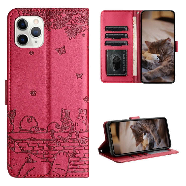 Cat Embossing Pattern Leather Phone Case with Lanyard, For iPhone 11 Pro, For iPhone XS Max, For ...