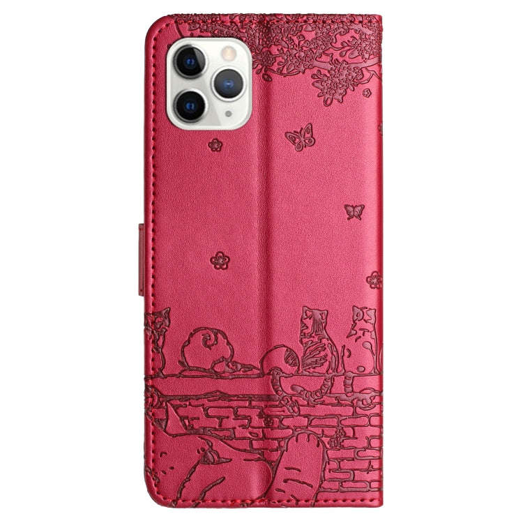 Cat Embossing Pattern Leather Phone Case with Lanyard, For iPhone 11 Pro, For iPhone XS Max, For ...