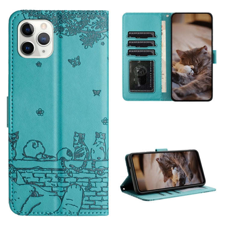 Cat Embossing Pattern Leather Phone Case with Lanyard, For iPhone 11 Pro, For iPhone XS Max, For ...