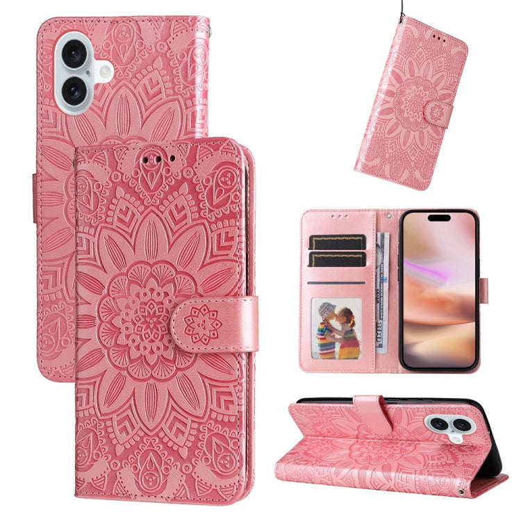 Embossed Sunflower Leather Phone Case, For iPhone 17e / 16e, For iPhone 17 Pro Max, For iPhone 17...