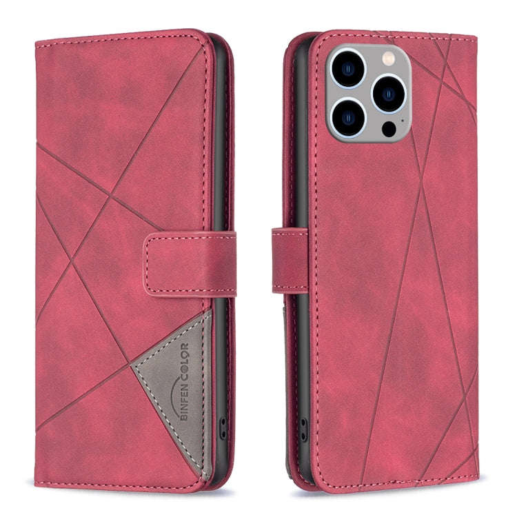 Magnetic Buckle Rhombus Texture Leather Phone Case, For iPhone 15 Pro Max, For iPhone 15 Pro, For...