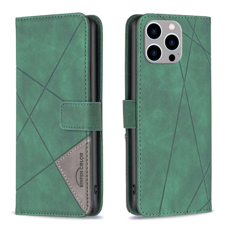 Magnetic Buckle Rhombus Texture Leather Phone Case, For iPhone 15 Pro Max, For iPhone 15 Pro, For...