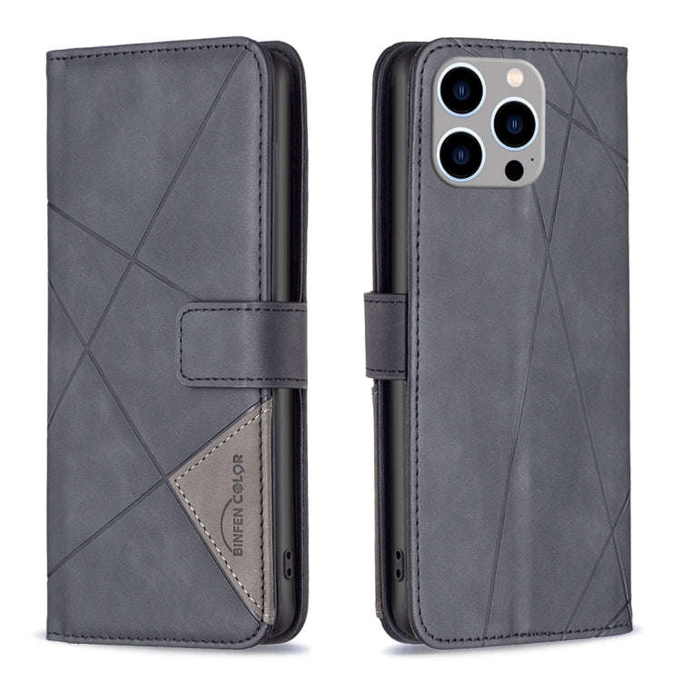 Magnetic Buckle Rhombus Texture Leather Phone Case, For iPhone 15 Pro Max, For iPhone 15 Pro, For...
