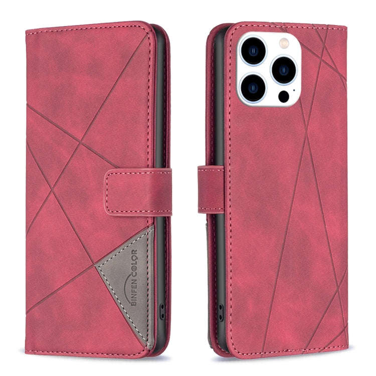 Magnetic Buckle Rhombus Texture Leather Phone Case, For iPhone 15 Pro Max, For iPhone 15 Pro, For...