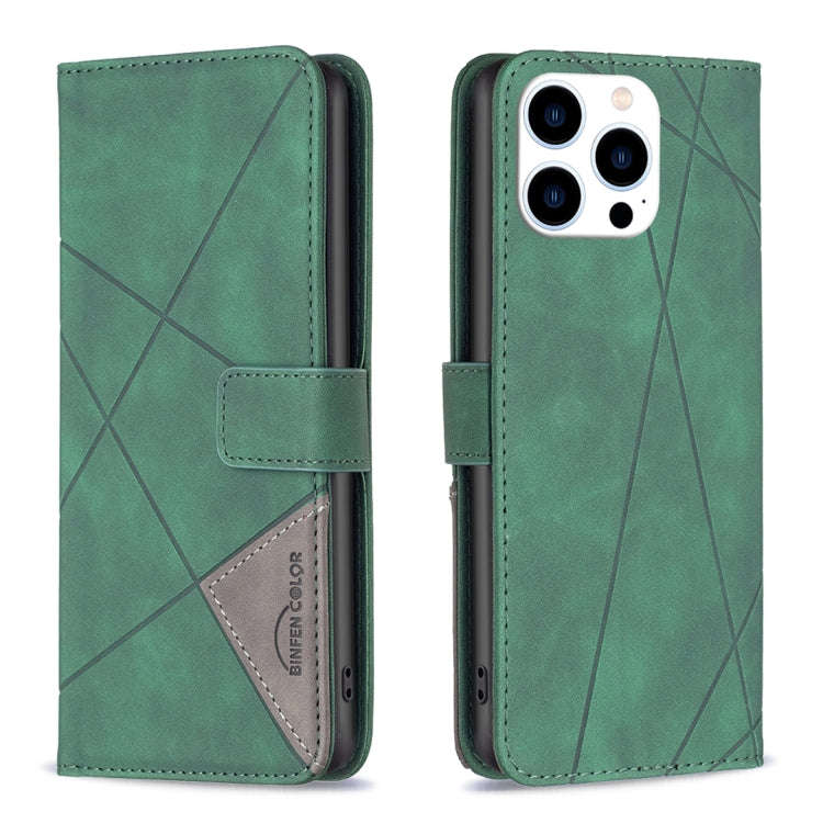 Magnetic Buckle Rhombus Texture Leather Phone Case, For iPhone 15 Pro Max, For iPhone 15 Pro, For...