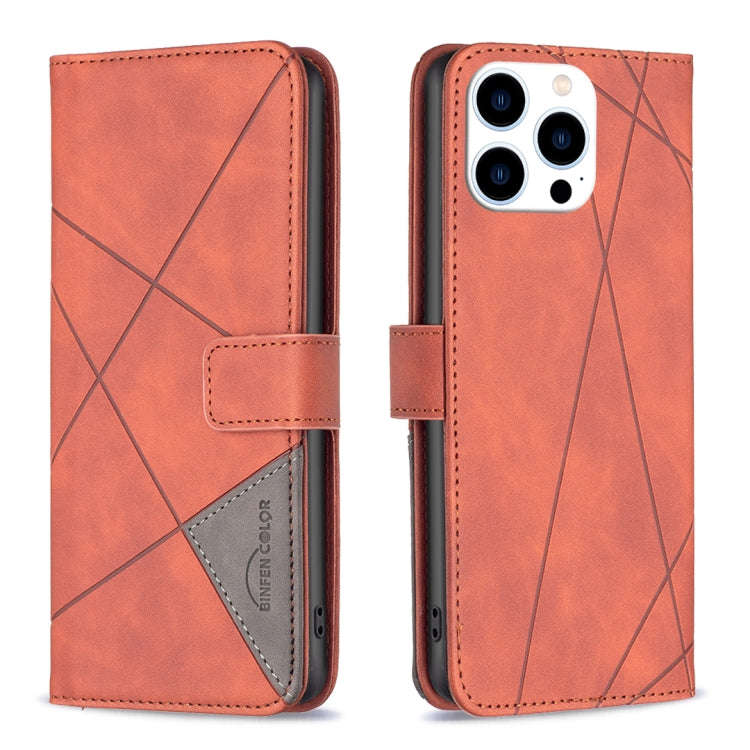 Magnetic Buckle Rhombus Texture Leather Phone Case, For iPhone 15 Pro Max, For iPhone 15 Pro, For...