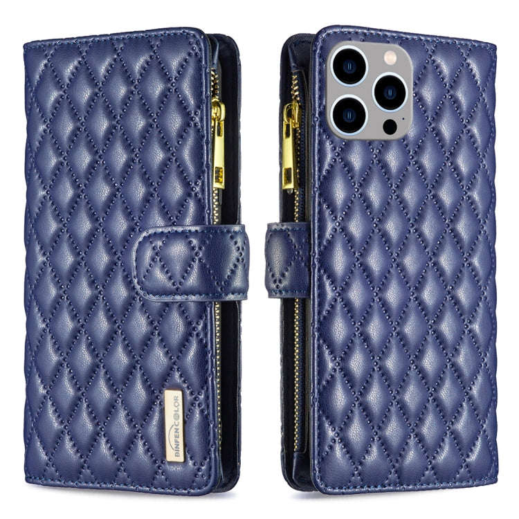 Diamond Lattice Zipper Wallet Leather Flip Phone Case, For iPhone 15 Pro Max, For iPhone 15 Pro, ...