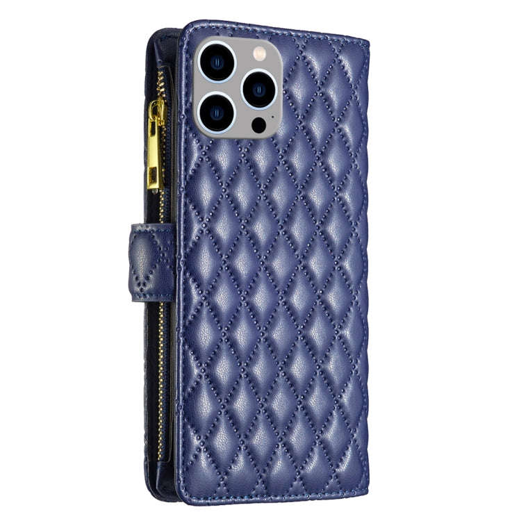 Diamond Lattice Zipper Wallet Leather Flip Phone Case, For iPhone 15 Pro Max, For iPhone 15 Pro, ...