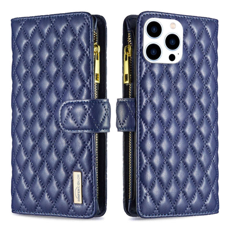 Diamond Lattice Zipper Wallet Leather Flip Phone Case, For iPhone 15 Pro Max, For iPhone 15 Pro, ...
