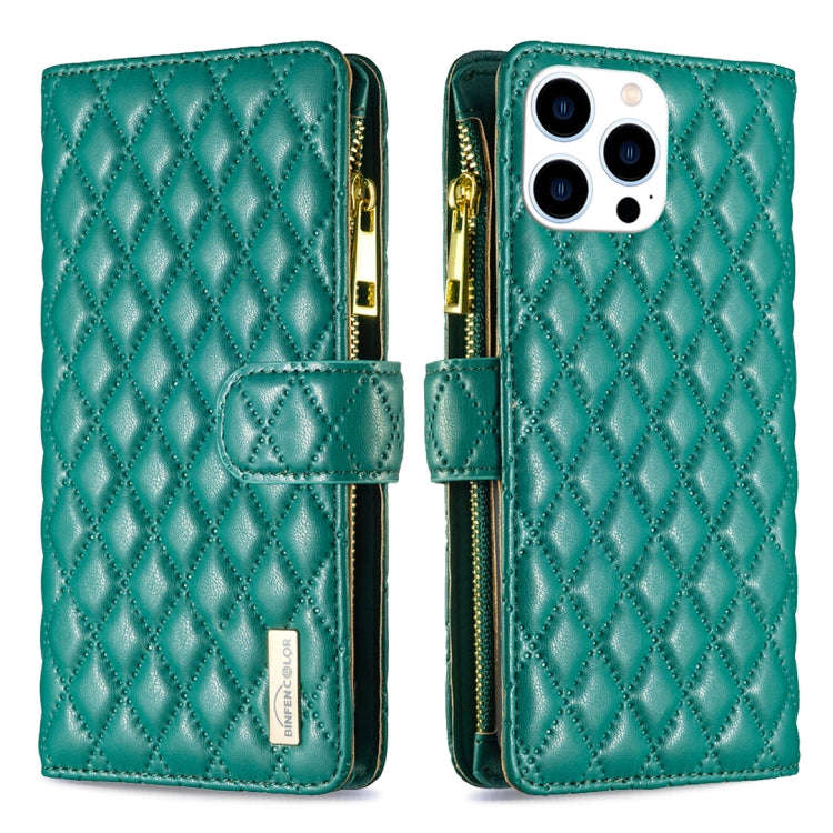Diamond Lattice Zipper Wallet Leather Flip Phone Case, For iPhone 15 Pro Max, For iPhone 15 Pro, ...