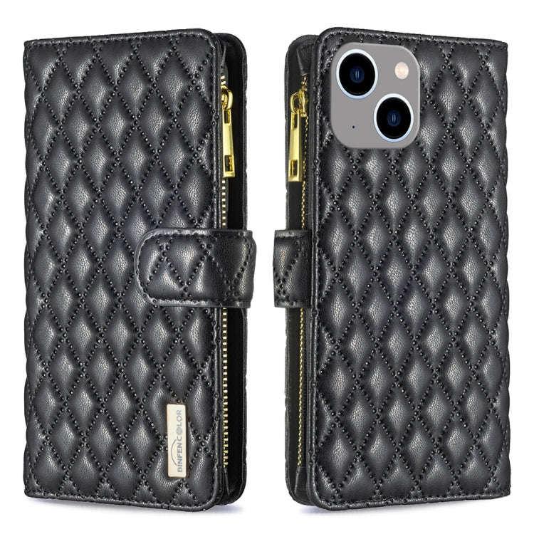 Diamond Lattice Zipper Wallet Leather Flip Phone Case, For iPhone 15 Pro Max, For iPhone 15 Pro, ...