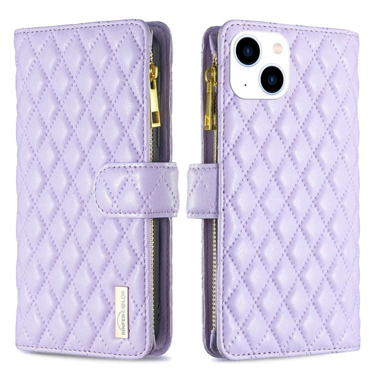 Diamond Lattice Zipper Wallet Leather Flip Phone Case, For iPhone 15 Pro Max, For iPhone 15 Pro, ...
