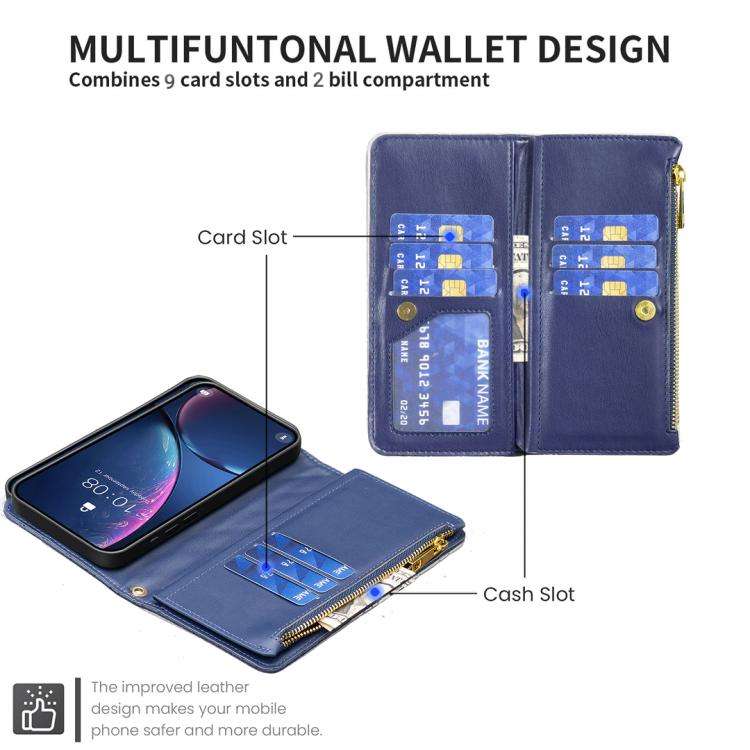 Diamond Lattice Zipper Wallet Leather Flip Phone Case, For iPhone 18 Pro/17 Pro, For iPhone 18 Pr...