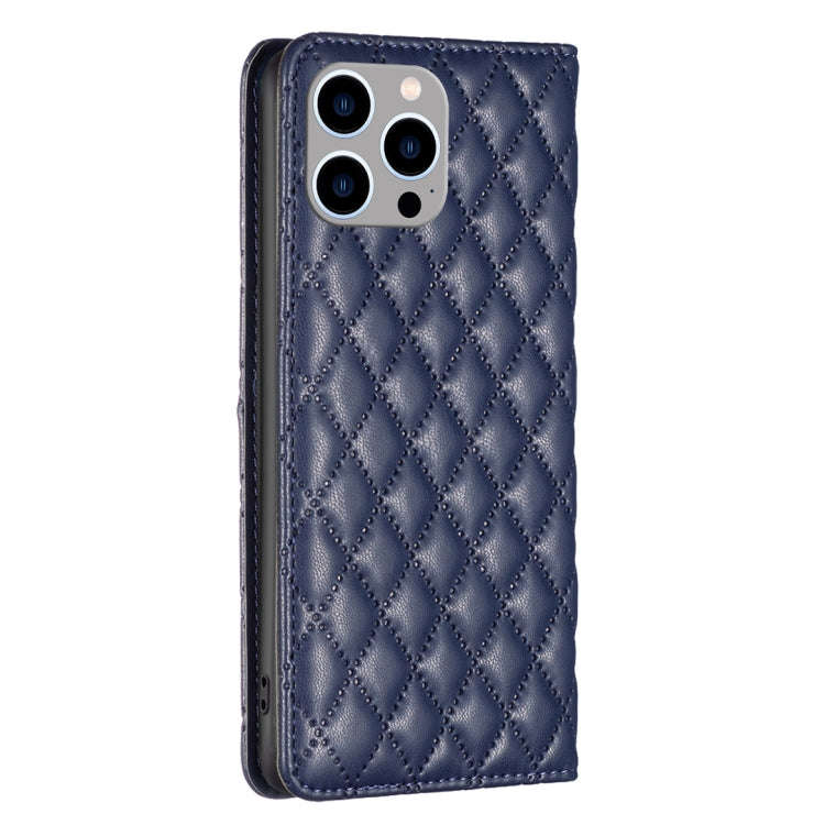Diamond Lattice Magnetic Leather Flip Phone Case, For iPhone 15 Pro Max, For iPhone 15 Pro, For i...