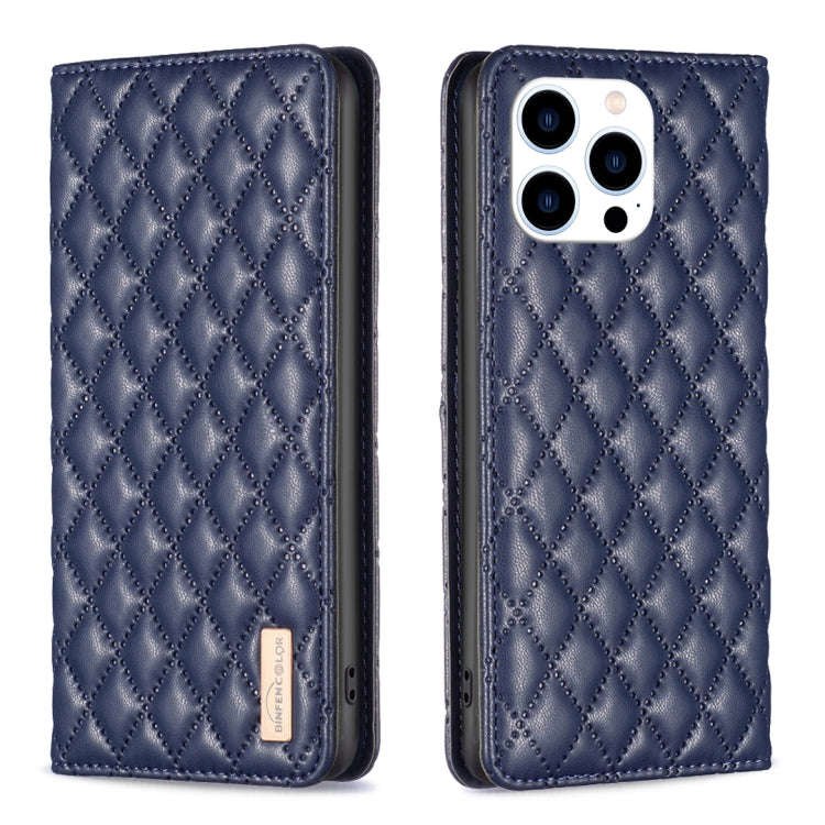 Diamond Lattice Magnetic Leather Flip Phone Case, For iPhone 15 Pro Max, For iPhone 15 Pro, For i...