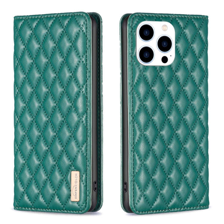 Diamond Lattice Magnetic Leather Flip Phone Case, For iPhone 15 Pro Max, For iPhone 15 Pro, For i...