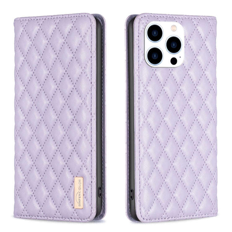 Diamond Lattice Magnetic Leather Flip Phone Case, For iPhone 15 Pro Max, For iPhone 15 Pro, For i...
